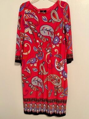 Ronni Nicole Red Paisley Print Long Sleeve Dress